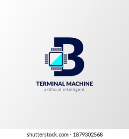 Buchstabe B-Leitungs-Logo. Endgerät für Technologie, Gadget, künstliche Intelligenz