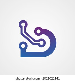 Letter B Circuit Logo Vector
