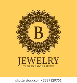 letter B circular vintage border initial vector logo design