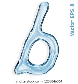 Letter b from clear transparent bluish water droplets. Vector EPS 8.