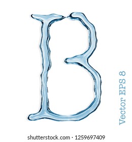 Letter B from clear transparent bluish water droplets. Vector EPS 8.