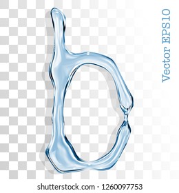Letter b from clear transparent bluish water droplets.  Vector EPS 10.