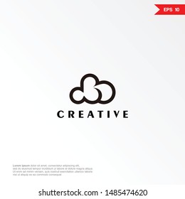 Letter b with cloud logo and icon, vector template.