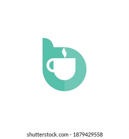 plantilla de logotipo de café y taza de letra B
