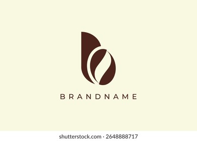 Letra B modelo de vetor de design de logotipo de grão de café.