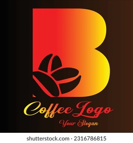 Letter B Coffee Bean Minimalist Logo Style With Gradient.