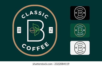 Letter B Coffee Bean minimalist Logo style with decorative color variations template