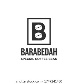 Combinación del logotipo de la letra B y de los granos de café. Diseño de logotipo sencillo.