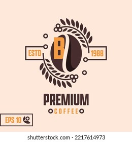 Letter B coffee logo for any business especially for coffee shop, cafe, restaurant, roasted coffee, food truck, etc. Retro style