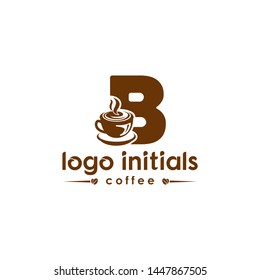 Letter B Coffee Logo Cafe / Coffee Shop. Letter B with Coffee Icon and Symbol.