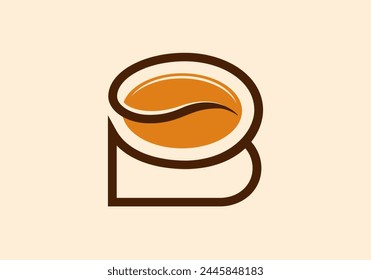 Letter B Coffee Logo Template. Letter B coffee shop icon, coffee brand, minimalist, modern letter B coffee icon