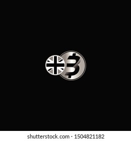 Letter B coin logo with flag shape icon design company. B logo illustration vector template.