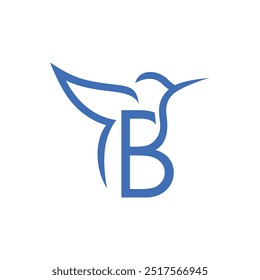 Letra B Colibri Diseño de logotipos Icono de Vector Ilustración de símbolos de emblema gráfico