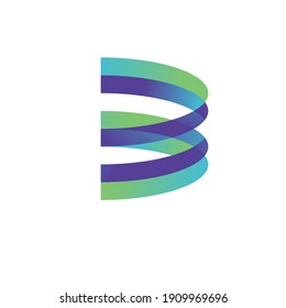letter b color half oval shapes vector logo illustration