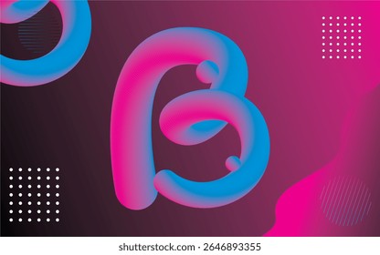 Letter B Colorful 3D Abstract Gradient Background with Fluid Shapes