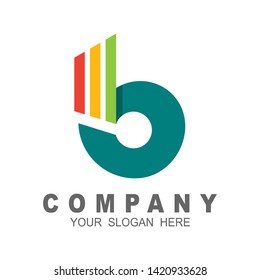 letter b with colorful logo vector, line and icon template