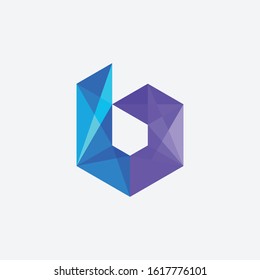 Letter b Colorful Poly Overlay Logo Design Template Element. Hexagon logo,Polygon logo,Digital,Media. Technology digital concept. - vector