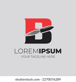 Letter B Combination With Bullet Shot Logo Design Vector Illustration