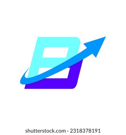 el logotipo de la combinación de letras B con el símbolo de flecha hacia arriba simboliza el éxito