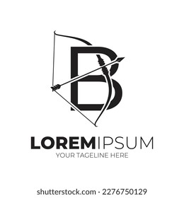 Letter B Combine Arrow And Bow Logo Designs Vector Illustration Black Color