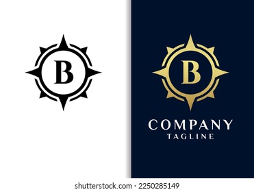 Letter B compass logo design vector image