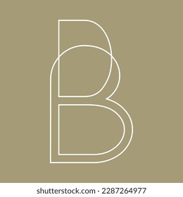 Letter B conceptual text design logo template design. Simple letter mark Vector illustration. White color outline on grey background.
