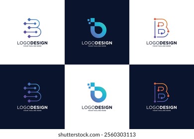Letter B connection logo design collection