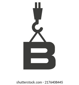 Letter B Construction Logo Template. Construction Logo Crane Concept Symbol