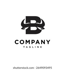 Letter B Cow Horns Logo Icon Vector