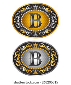 Letter B - Cowboy belt buckle - Alphabet vector design