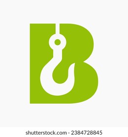 Letra B Símbolo de grúa para signo de logotipo de construcción