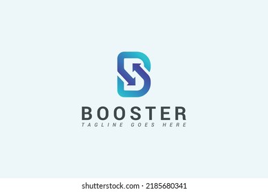 Letter B creative blue colour technological arrow logo