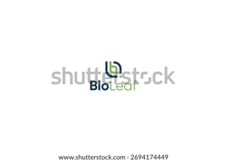 Letter b creative leaf logo with pixel dot