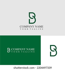 Letter B creative line art simple green leafy logo