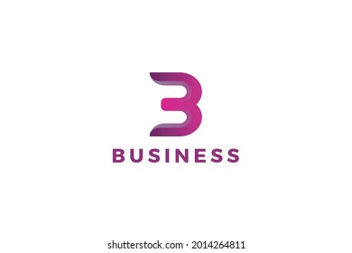 Letter B creative pink color 3d aesthetic corporate logo
