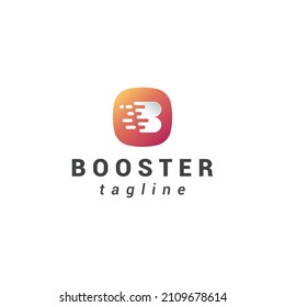 Letter b creative speed booster technological logo	
