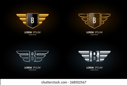 Letter B crest logo. Alphabet logotype vector design.