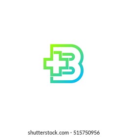 Letter B cross plus logo,Medical health care hospital Logotype