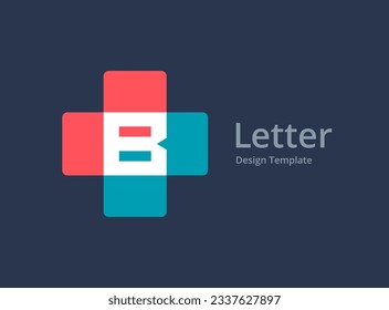 Letter B cross plus medical logo icon design template elements