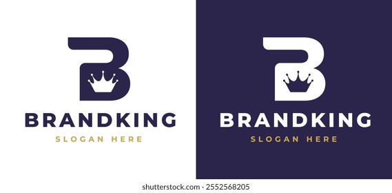 Letra B con el concepto de diseño de logotipo de la corona. Inicial B con Monograma Elegante Símbolo Monarca con Símbolo Real para Lujo y Premium Branding. Ilustración vectorial de Logo de Alfabeto B