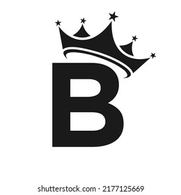 Letter B Crown Logo. Crown Logo on Letter B Vector Template for Beauty, Fashion, Star, Elegant, Luxury Sign