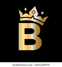 Logo De La Letra B. Logo de la corona en la plantilla de vectores de letras B para la belleza, la moda, la estrella, elegante, el signo de lujo
