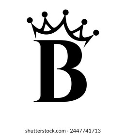 Letter B Crown Logo for Queen Sign, Beauty, Fashion, Star, Elegant, Luxury Symbol	