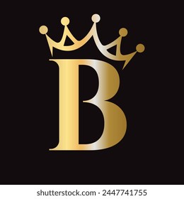 Letter B Crown Logo for Queen Sign, Beauty, Fashion, Star, Elegant, Luxury Symbol	