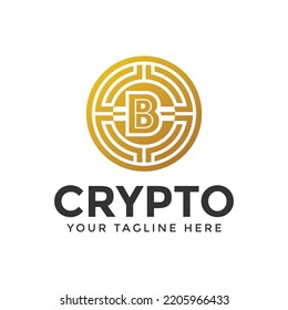 Letter B crypto coin logo, crypto coin business logo vector