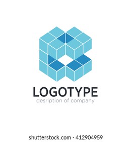 Letter B cube figure logo icon design template elements
