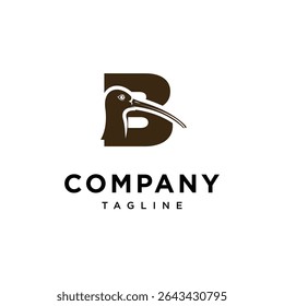 Letter B Curlew bird Logo Icon Vector