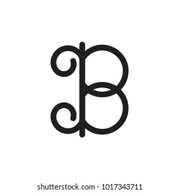 letter b curly lines art logo vector