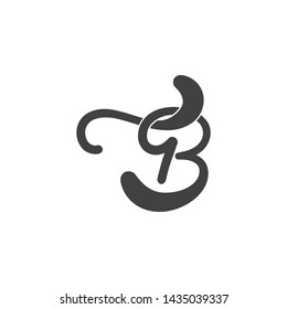 letter b curves linked motion logo vector