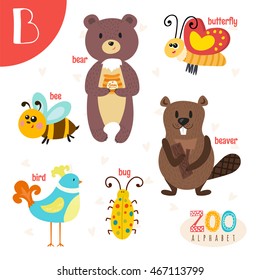 Letter B Cute Animals Funny Cartoon Stock Vector (Royalty Free ...